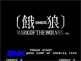 Title screen of Garou - Mark of the Wolves on the SNK Neo-Geo AES.