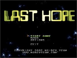 Title screen of Last Hope on the SNK Neo-Geo AES.