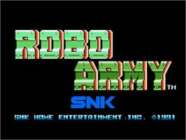Title screen of Robo Army on the SNK Neo-Geo AES.
