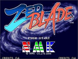 Title screen of Zed Blade on the SNK Neo-Geo AES.