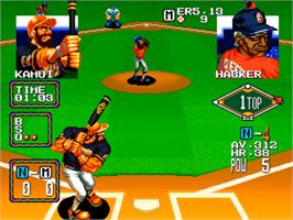 In game image of Baseball Stars 2 on the SNK Neo-Geo CD.