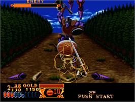 In game image of Crossed Swords on the SNK Neo-Geo CD.