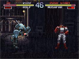 In game image of Galaxy Fight: Universal Warriors on the SNK Neo-Geo CD.