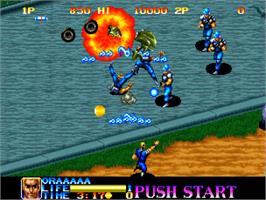In game image of Ninja Commando on the SNK Neo-Geo CD.