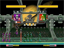 In game image of Power Spikes II on the SNK Neo-Geo CD.