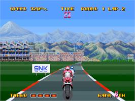 In game image of Riding Hero on the SNK Neo-Geo CD.