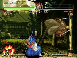 In game image of Samurai Shodown IV: Amakusa's Revenge on the SNK Neo-Geo CD.