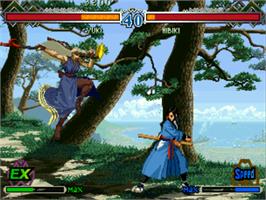 In game image of The Last Blade 2: Heart of the Samurai on the SNK Neo-Geo CD.