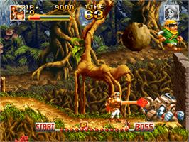 In game image of Top Hunter: Roddy & Cathy on the SNK Neo-Geo CD.