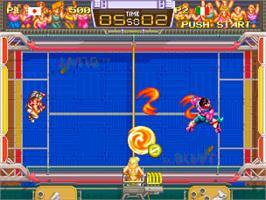 In game image of Windjammers on the SNK Neo-Geo CD.