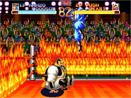 In game image of World Heroes on the SNK Neo-Geo CD.