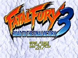 Title screen of Fatal Fury 3: Road to the Final Victory! on the SNK Neo-Geo CD.