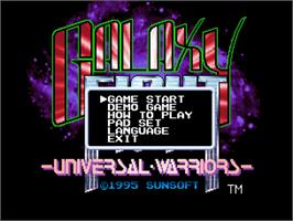 Title screen of Galaxy Fight: Universal Warriors on the SNK Neo-Geo CD.