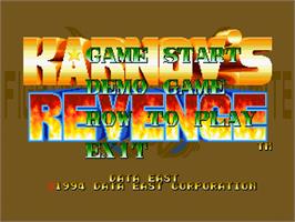 Title screen of Karnov's Revenge on the SNK Neo-Geo CD.