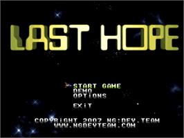 Title screen of Last Hope on the SNK Neo-Geo CD.