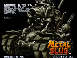 Title screen of Metal Slug: Super Vehicle-001 on the SNK Neo-Geo CD.