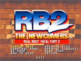 Title screen of Real Bout Fatal Fury 2: The Newcomers on the SNK Neo-Geo CD.