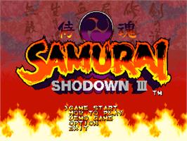 Title screen of Samurai Shodown III: Blades of Blood on the SNK Neo-Geo CD.