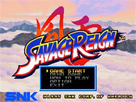 Title screen of Savage Reign on the SNK Neo-Geo CD.