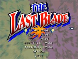 Title screen of The Last Blade on the SNK Neo-Geo CD.