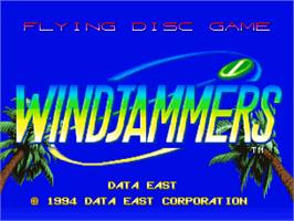 Title screen of Windjammers on the SNK Neo-Geo CD.