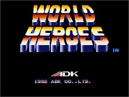 Title screen of World Heroes on the SNK Neo-Geo CD.