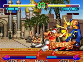 In game image of Breakers on the SNK Neo-Geo MVS.