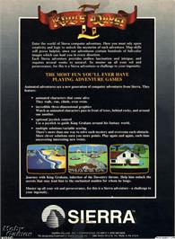 Box back cover for King's Quest II: Romancing the Throne on the ScummVM.
