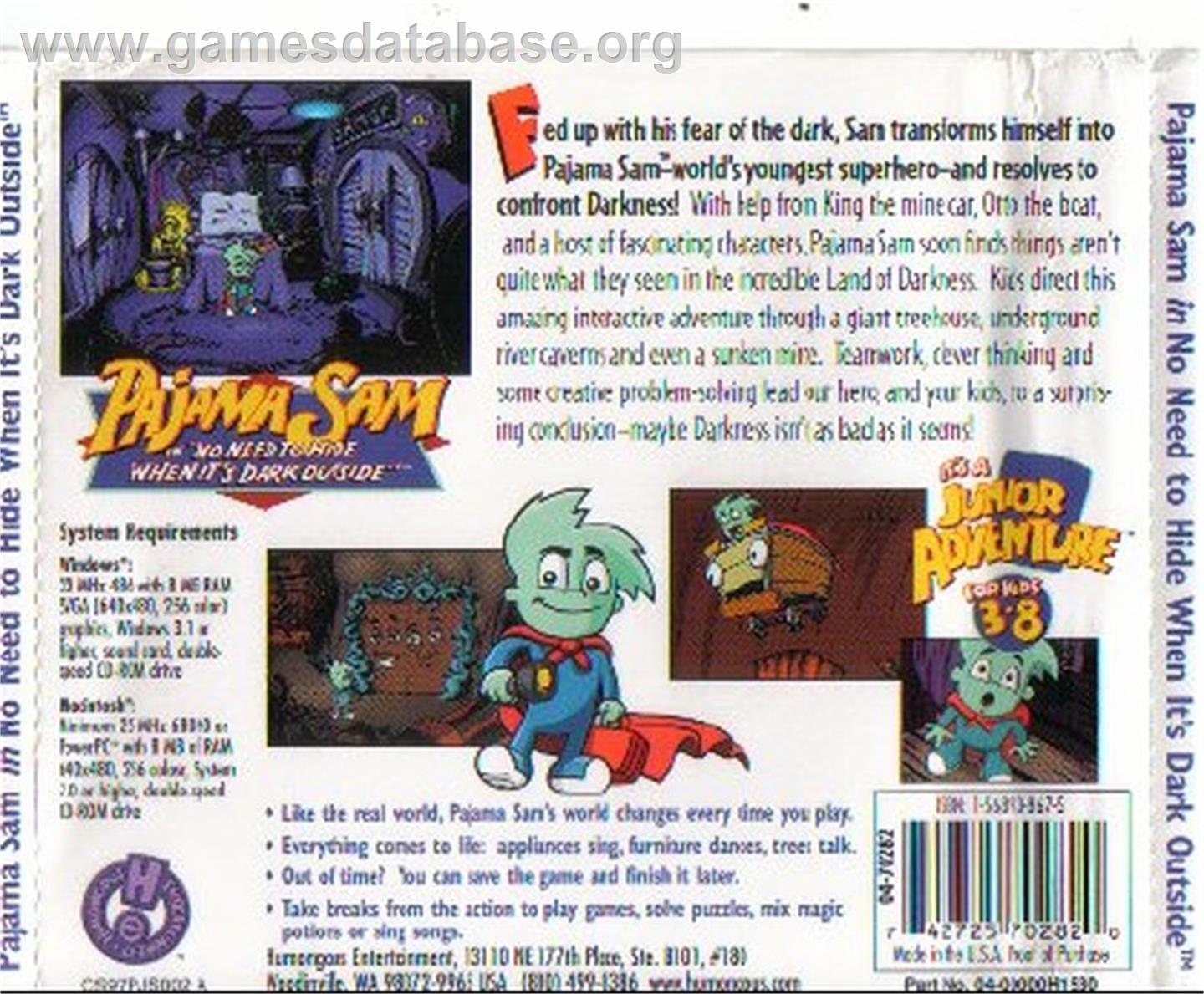 Pajama Sam: You Are What You Eat From Your Head To Your Feet - ScummVM - Artwork - Box Back