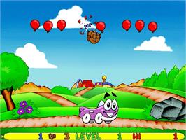 In game image of Putt-Putt and Pep's Balloon-o-Rama on the ScummVM.