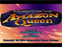 Title screen of Flight of the Amazon Queen on the ScummVM.