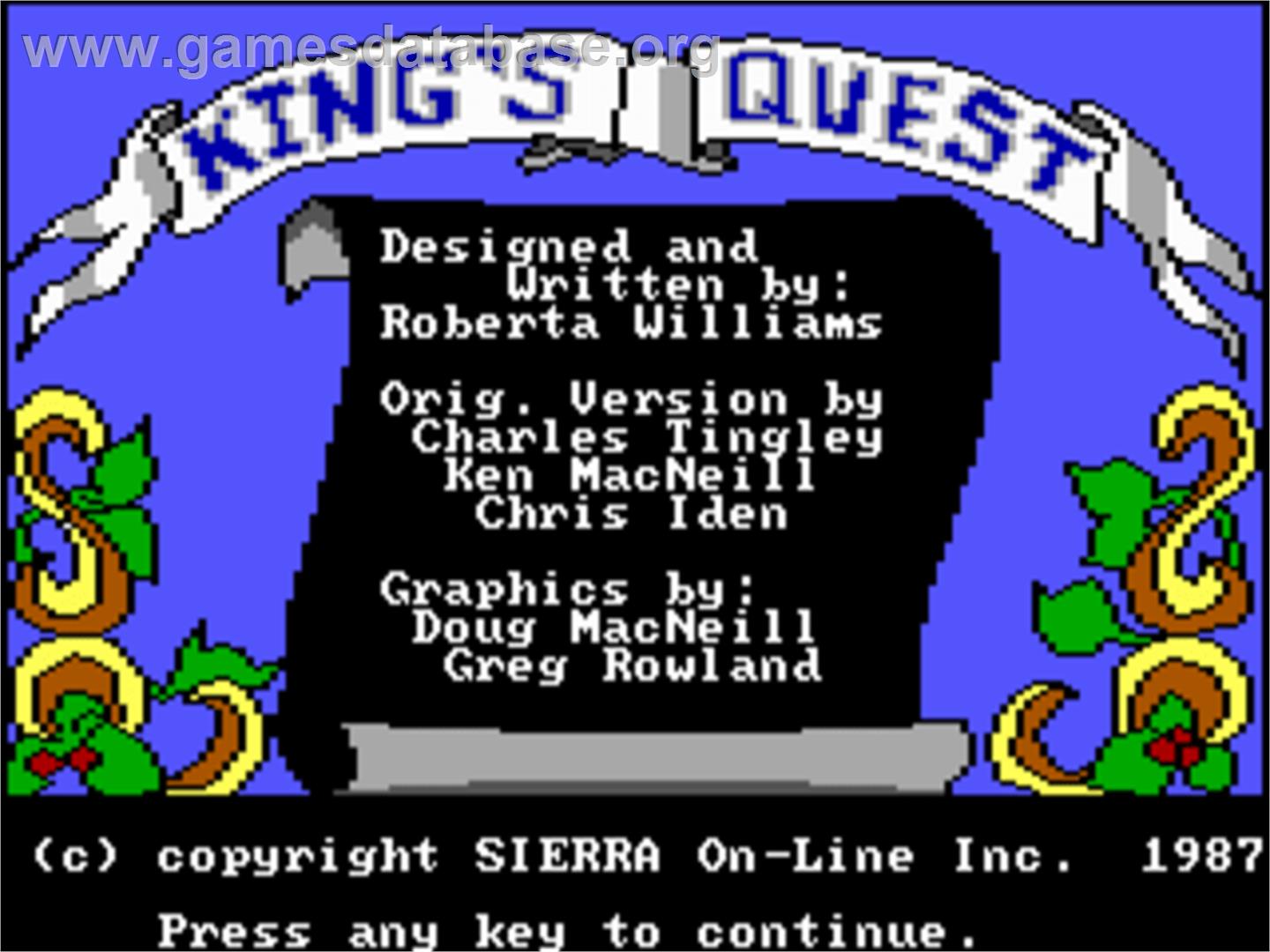King's Quest I: Quest for the Crown - ScummVM - Artwork - Title Screen
