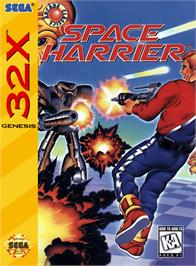 Box cover for Space Harrier on the Sega 32X.
