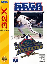 Box cover for World Series Baseball starring Deion Sanders on the Sega 32X.
