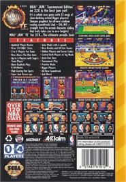 Box back cover for NBA Jam TE on the Sega 32X.