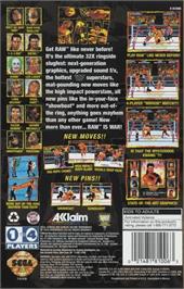 Box back cover for WWF Raw on the Sega 32X.