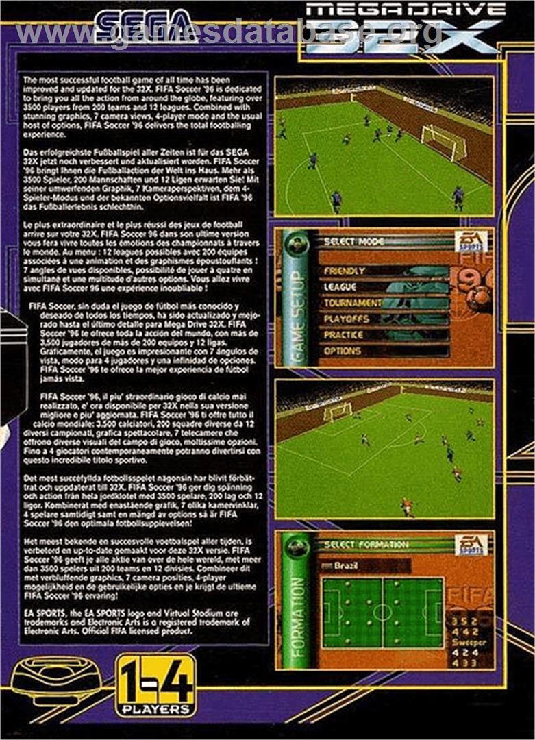 FIFA 96 - Sega 32X - Artwork - Box Back
