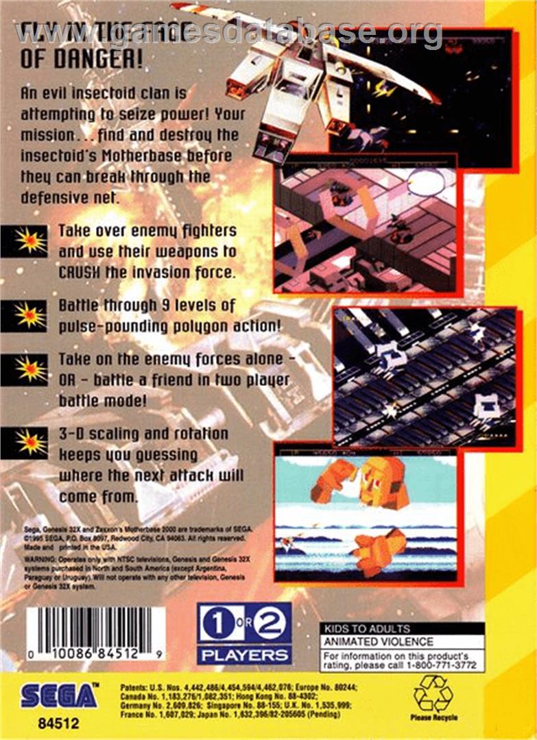 Zaxxon's Motherbase 2000 - Sega 32X - Artwork - Box Back