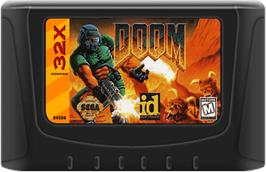 Cartridge artwork for Doom on the Sega 32X.