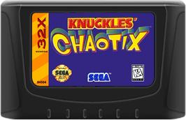Cartridge artwork for Knuckles' Chaotix on the Sega 32X.