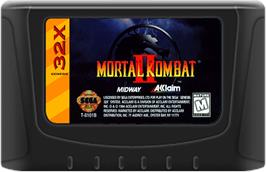 Cartridge artwork for Mortal Kombat II on the Sega 32X.