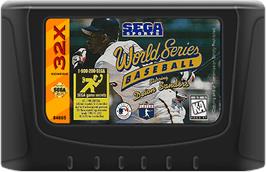Cartridge artwork for World Series Baseball starring Deion Sanders on the Sega 32X.