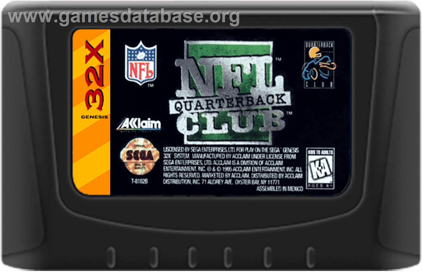 NFL Quarterback Club - Sega 32X - Artwork - Cartridge