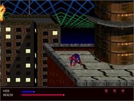 In game image of Amazing Spider-Man: Web of Fire on the Sega 32X.