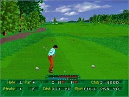 In game image of Golf Magazine: 36 Great Holes Starring Fred Couples on the Sega 32X.
