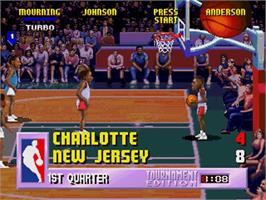 In game image of NBA Jam TE on the Sega 32X.