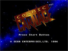 Title screen of Cosmic Carnage on the Sega 32X.