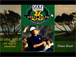 Title screen of Golf Magazine: 36 Great Holes Starring Fred Couples on the Sega 32X.