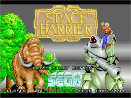 Title screen of Space Harrier on the Sega 32X.
