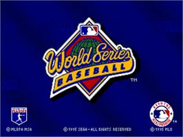 Title screen of World Series Baseball starring Deion Sanders on the Sega 32X.